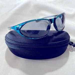 Fastenal Mens Womens Turquoise and Black Sports Safety Sunglasses + Hard Case